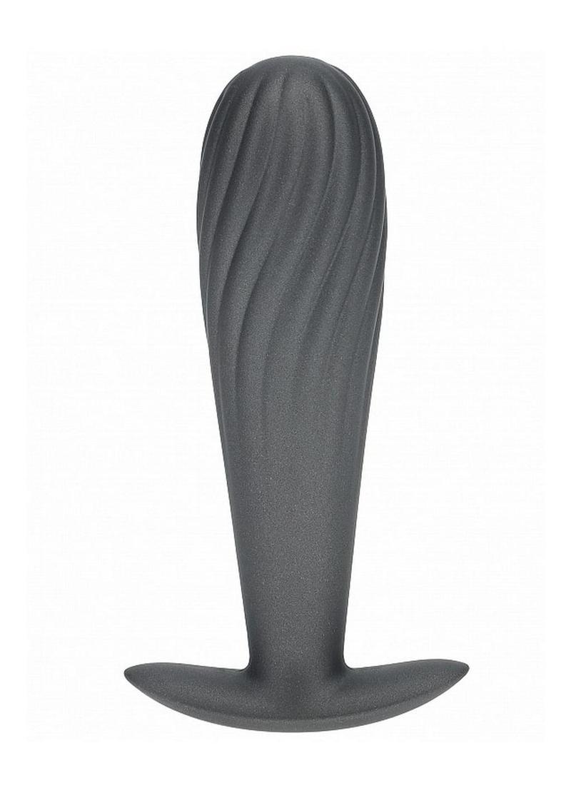 Ouch! Smooth Silicone Ribbed Anal Plug – Gun Metal