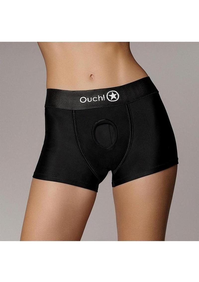 Ouch! Vibrating Strap-On Panty Harness With Open Back