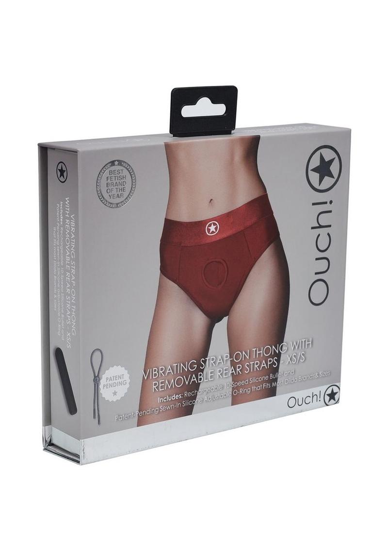 Ouch! Vibrating Strap-On Thong With Rechargeable Bullet