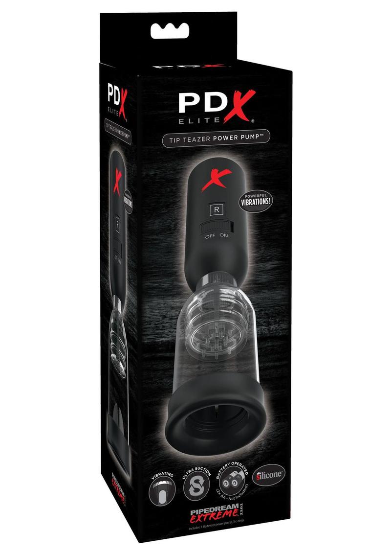 PDX Elite Tip Teazer Power Pump Vibrating Silicone Masturbator