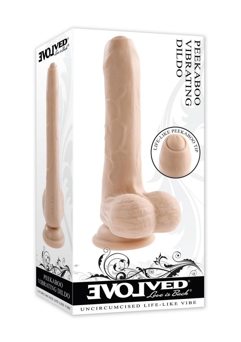 Evolved Peek A Boo Vibrating Rechargeable Silicone Dildo