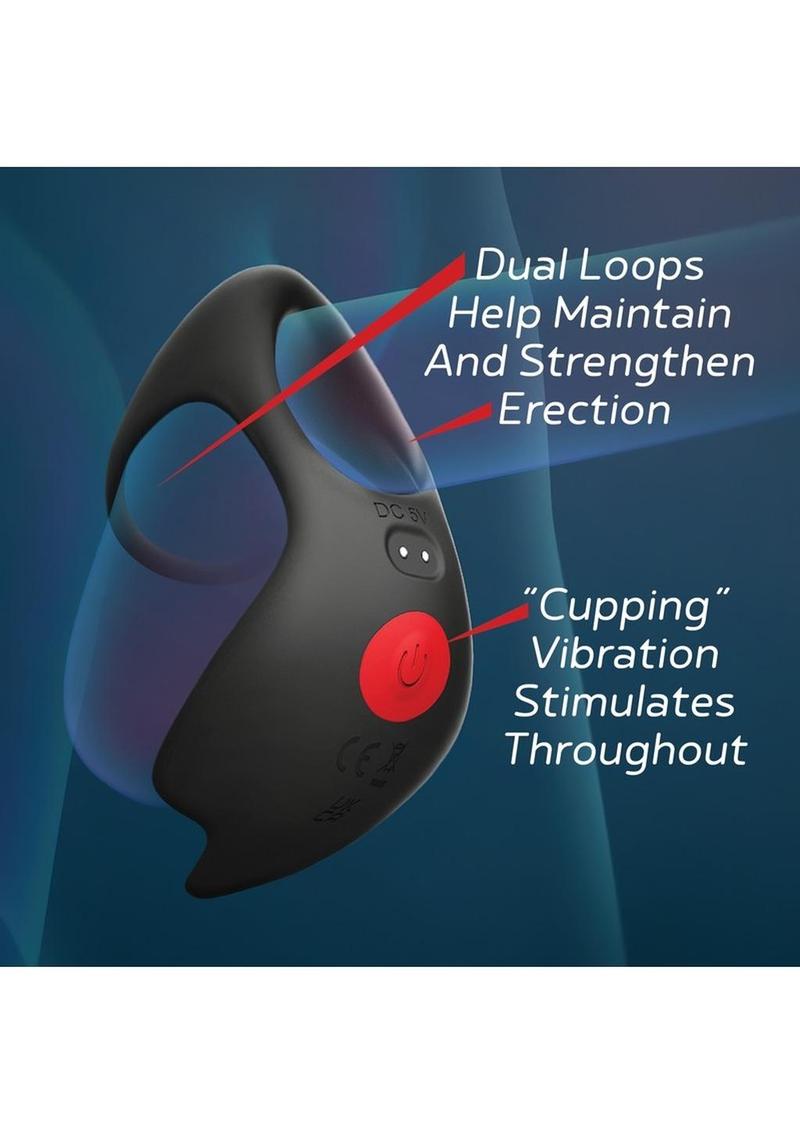 Red Dot V3 Rechargeable Silicone Vibrating Cock Ring with Remote Control