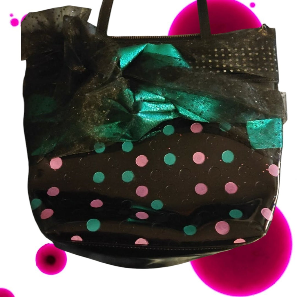 Teal And Pink Polk a dotted  Handbag
