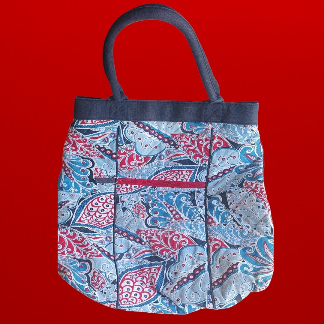 Gently Used Vera Bradley "Retired" teachers tote- Red and Blue