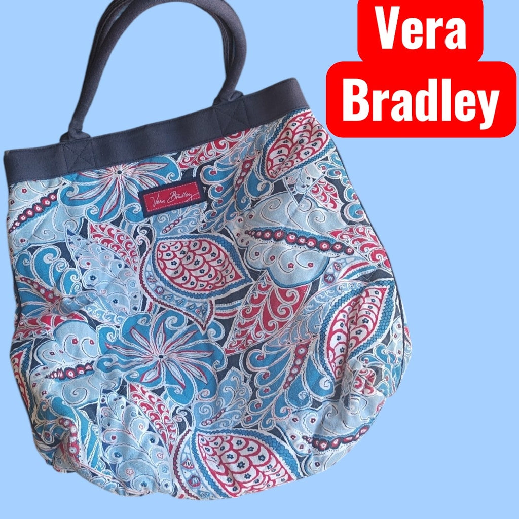 Gently Used Vera Bradley "Retired" teachers tote- Red and Blue