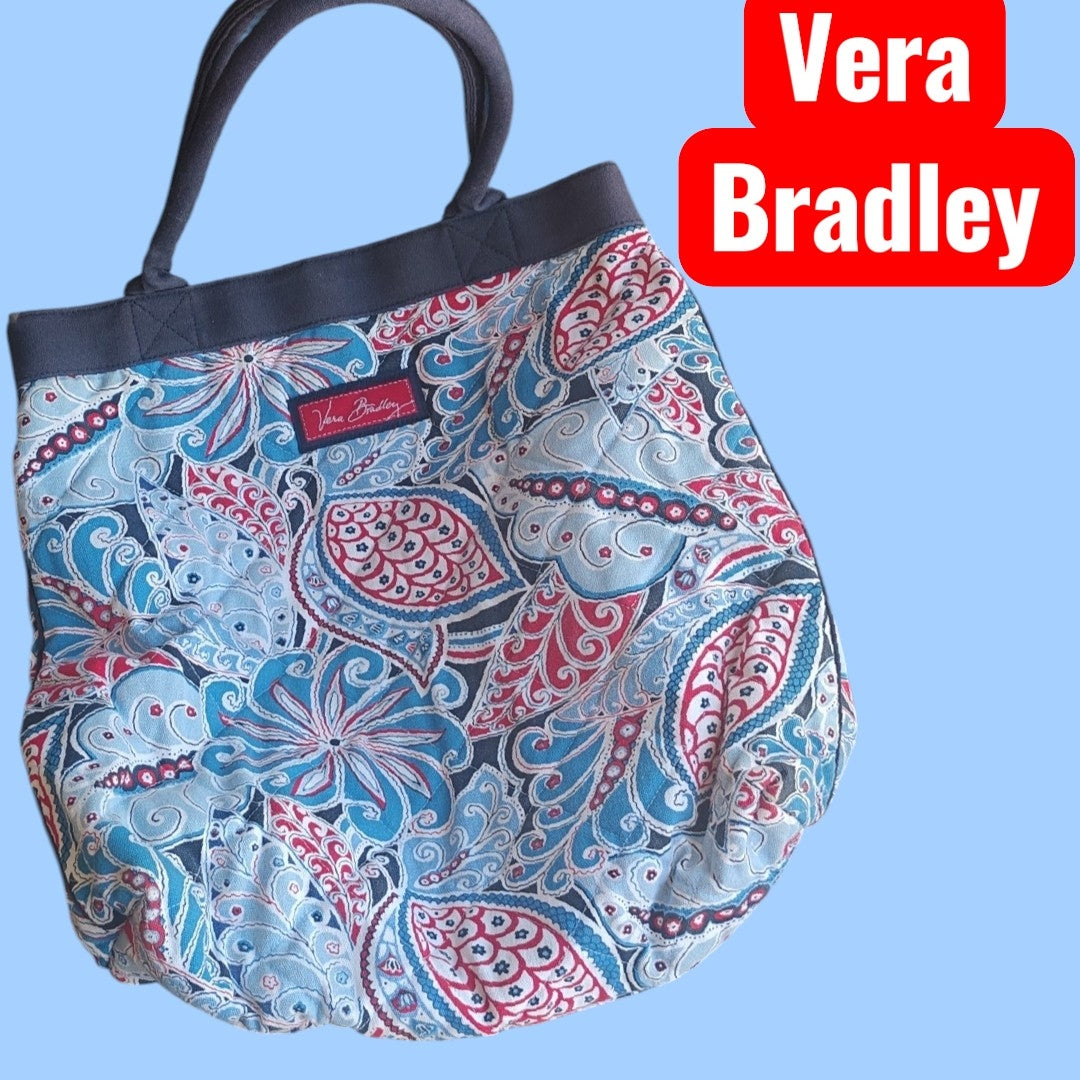 Gently Used Vera Bradley "Retired" teachers tote- Red and Blue