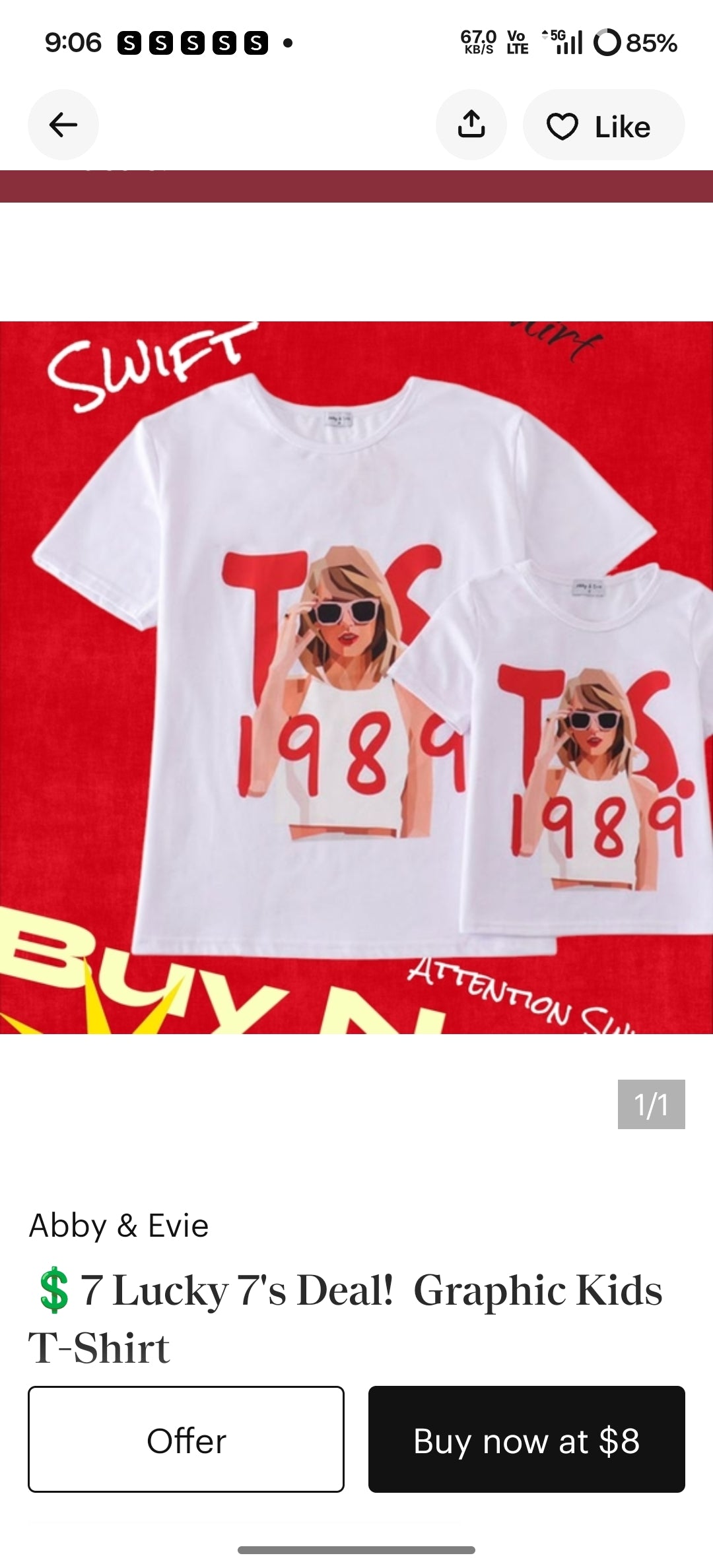 New Taylor Swift Shirt Size 6