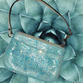 Upcycled Teal Sparkle Mini Handbag
