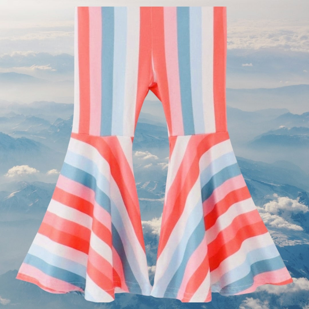 New Blue, White, and Orange Striped Bell Bottoms Varies Sizes