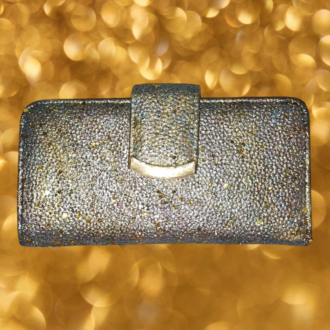 Metallic Gold and Blue Sparkle Wallet