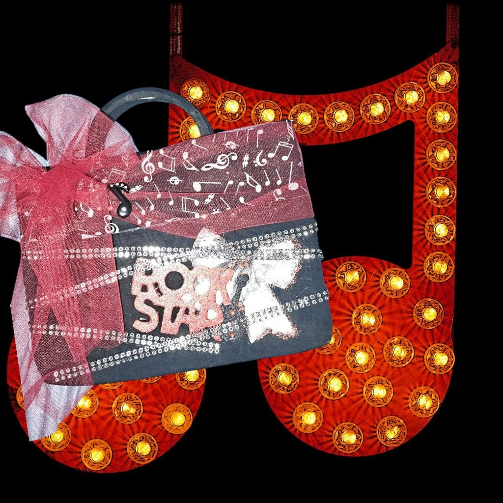 Black Rock Star HandBag with silver and red accents