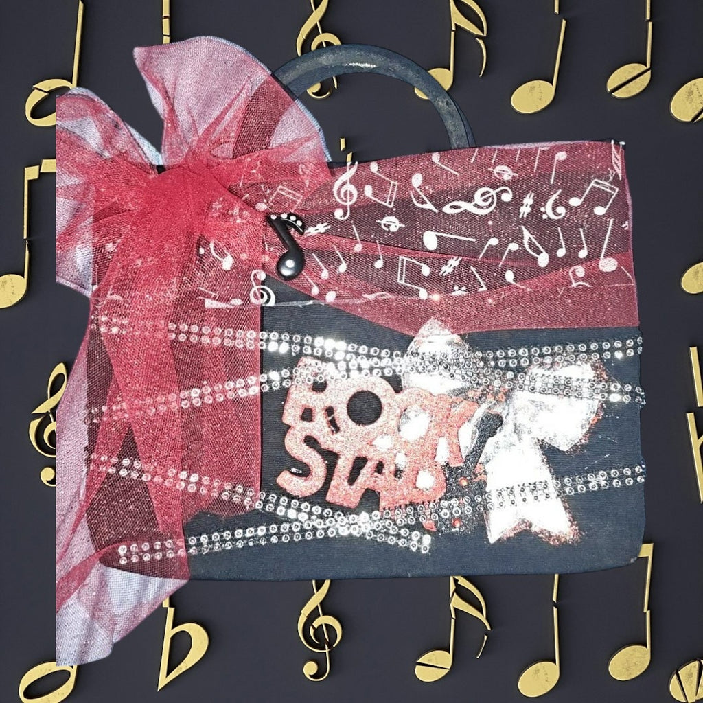 Black Rock Star HandBag with silver and red accents