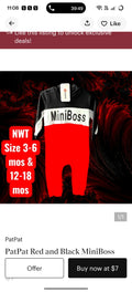 Mini Boss Red, Black, and White Baby Boy Romper