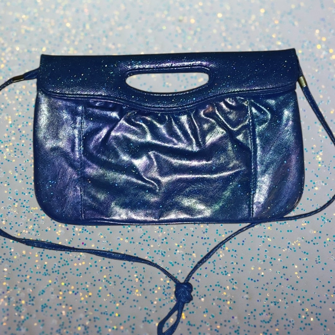 Upcycled Blue/Purple Bling Shoulder Bag