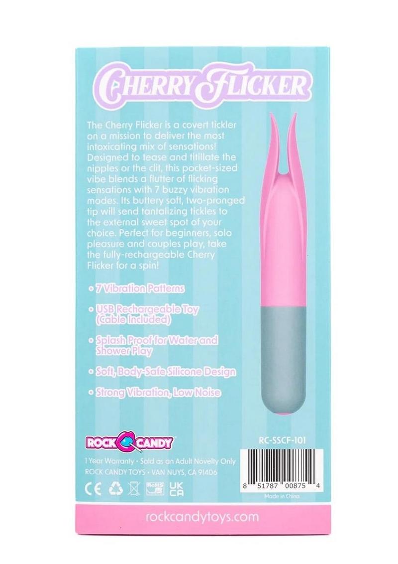 Rock Candy Cherry Flicker Rechargeable Silicone Tickler Pleasure Toy