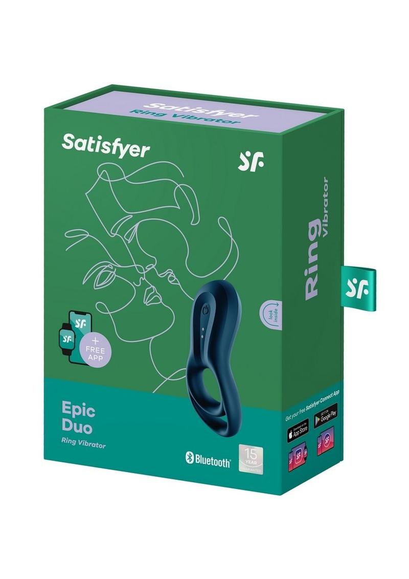 Satisfyer Epic Duo Bluetooth Silicone Vibrating Cock and Ball Ring