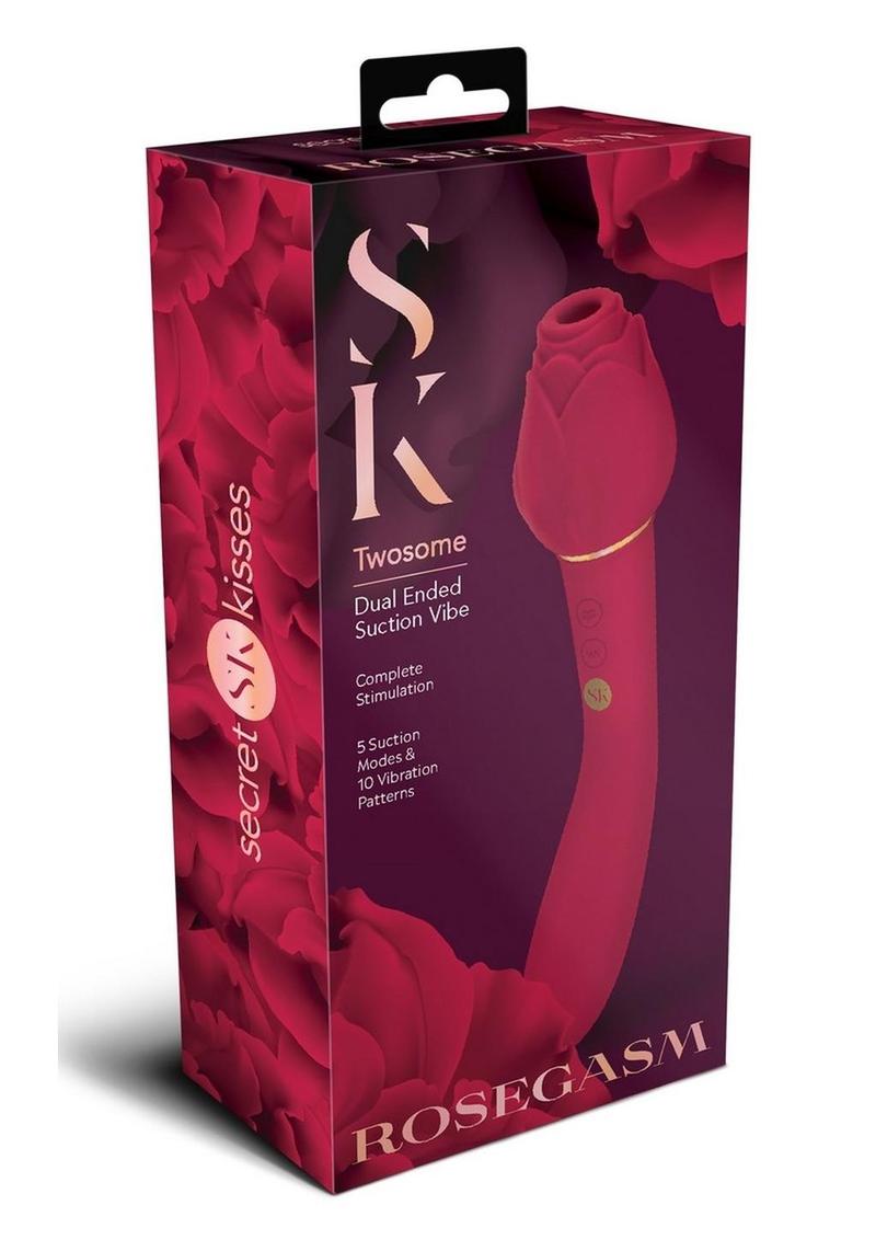 Secret Kisses Rosegasm Twosome Dual-Ended Silicone Suction Vibrator