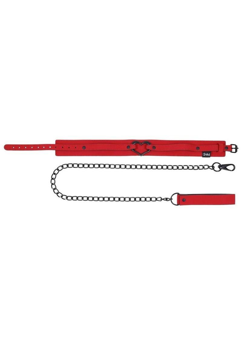 Sex And Mischief Amor Heart Collar and Leash Red And Black Restraint