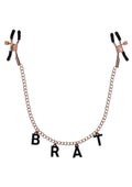 Sex And Mischief Brat Charmed Nipple Clamps Gold And Black with Chain