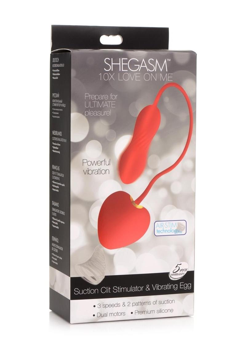 Shegasm Love on Me Rechargeable Silicone Suction Clit Stimulator & Vibrating Egg
