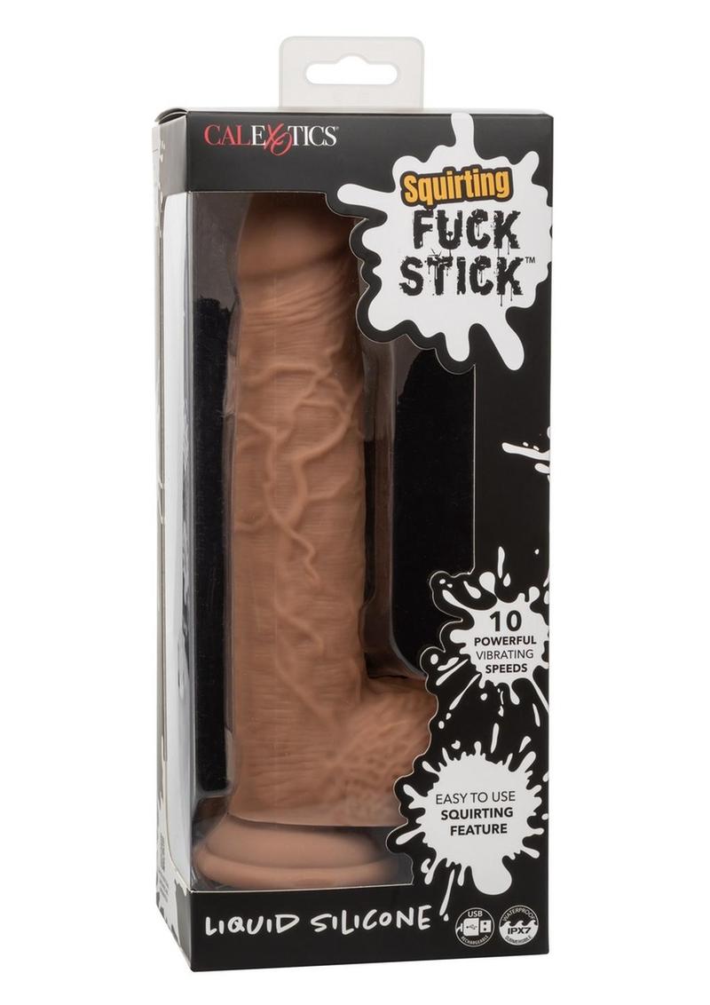 Squirting Fuck Stick Vibrating Silicone Dong with Suction Cup