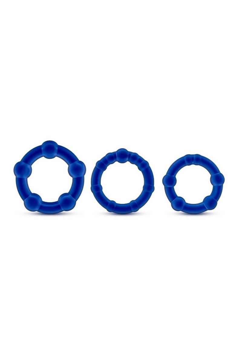 Stay Hard Beaded Cock Rings Textured And Flexible Black Rings