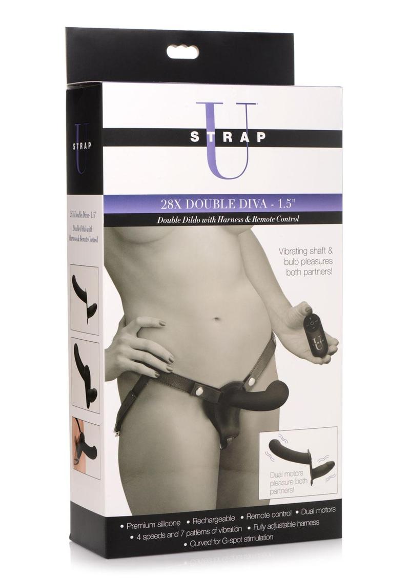 Strap U 28X Double Diva Dual Vibrating Double Dildo Harness