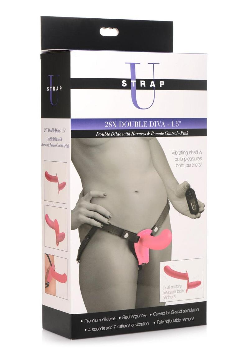 Strap U 28X Double Diva Dual Vibrating Double Dildo Harness