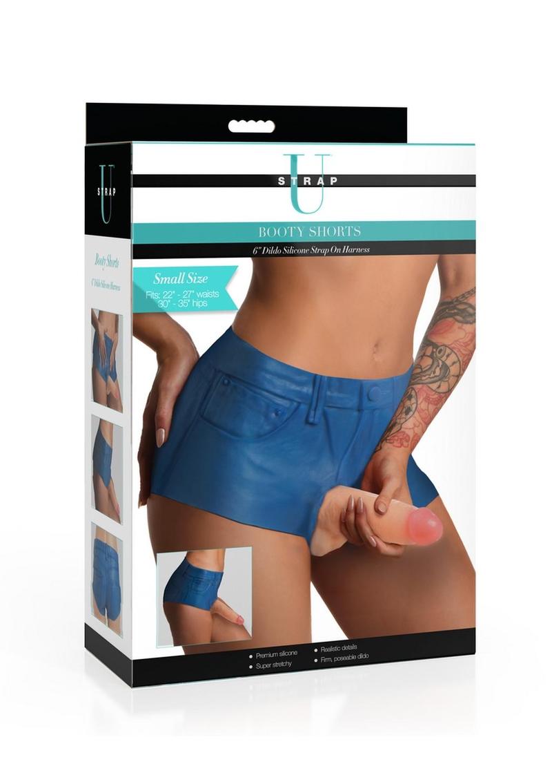 Strap U Booty Shorts Strap-On Harness with 6 Inch Silicone Dildo