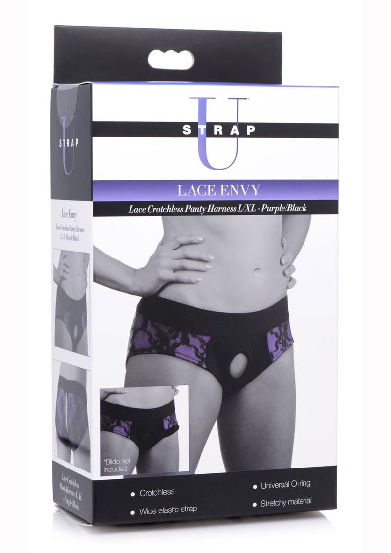 Strap U Lace Envy Crotchless Panty Harness - Small/Medium