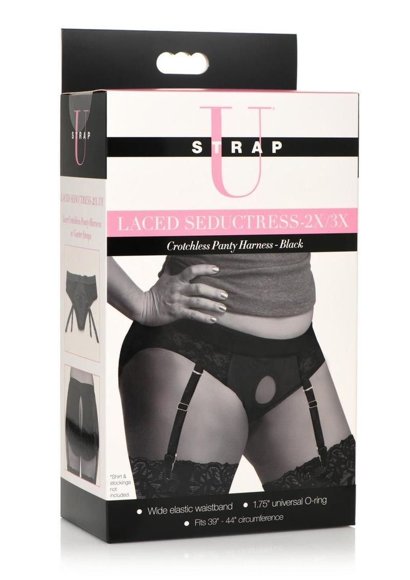Laced Seductress Crotchless Panty Harness With Garter Straps