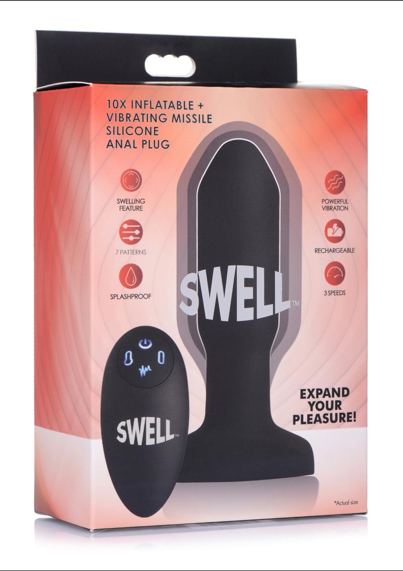 Swell 10x Inflatable Vibrating Silicone Rechargeable Prostate Plug with Remote Control -