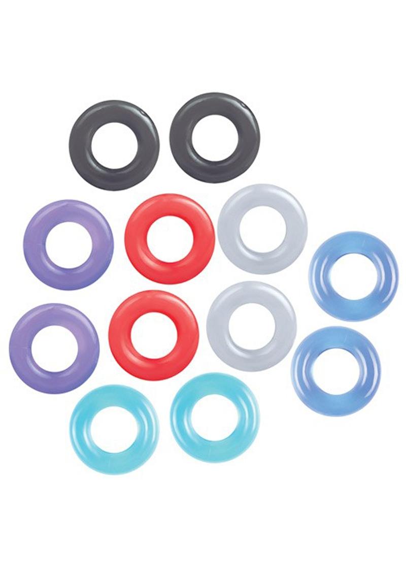Baller’s Dozen 12-Piece Stretchy Cock Ring Set Assorted Colors