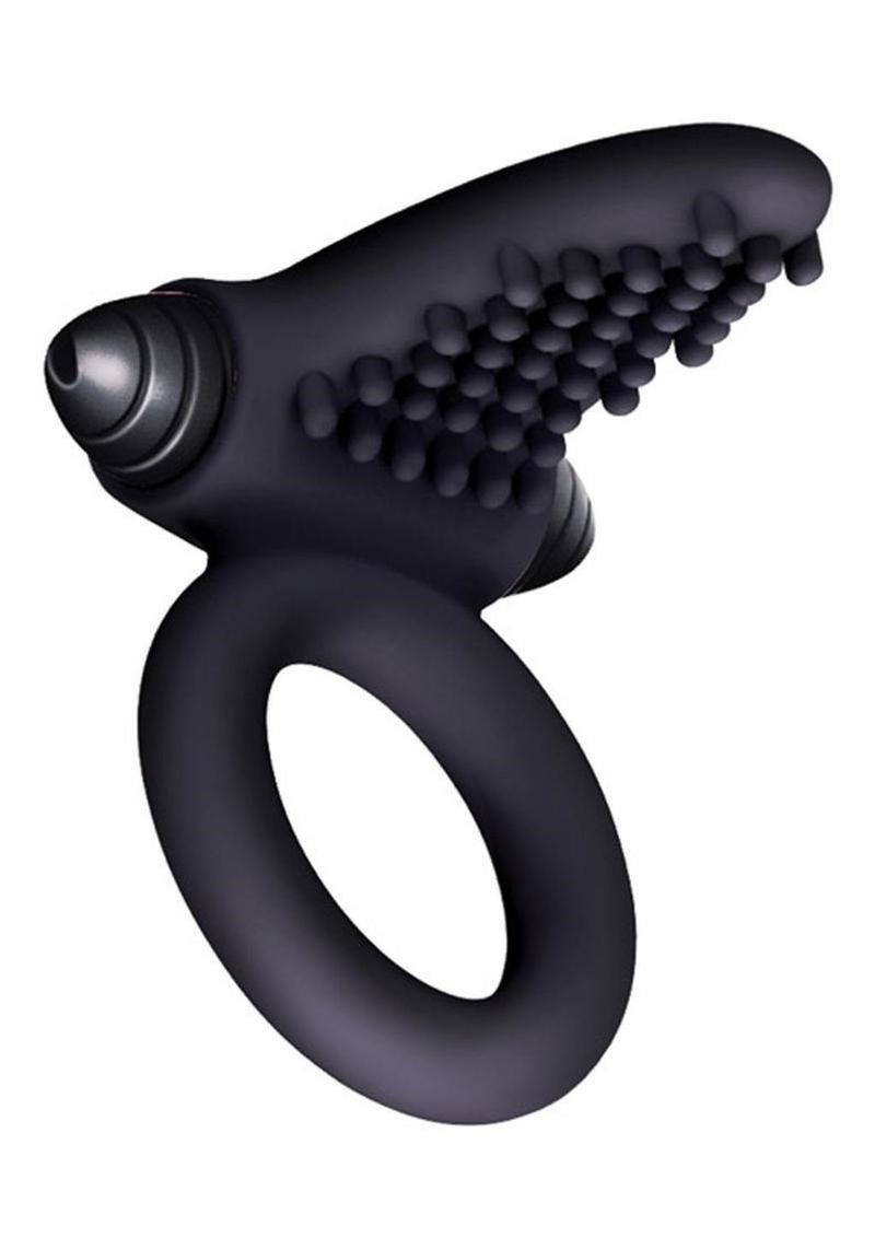 Bullet Ring Tongue Silicone Vibrating Ring with Textured Nubs