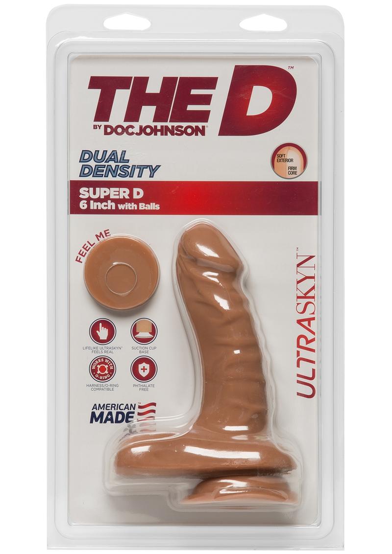 The D by Doc Johnson Super D Dual Density Dildo with Balls