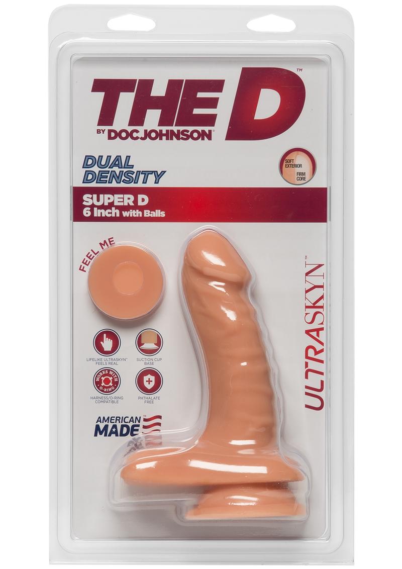 The D by Doc Johnson Super D Dual Density Dildo with Balls