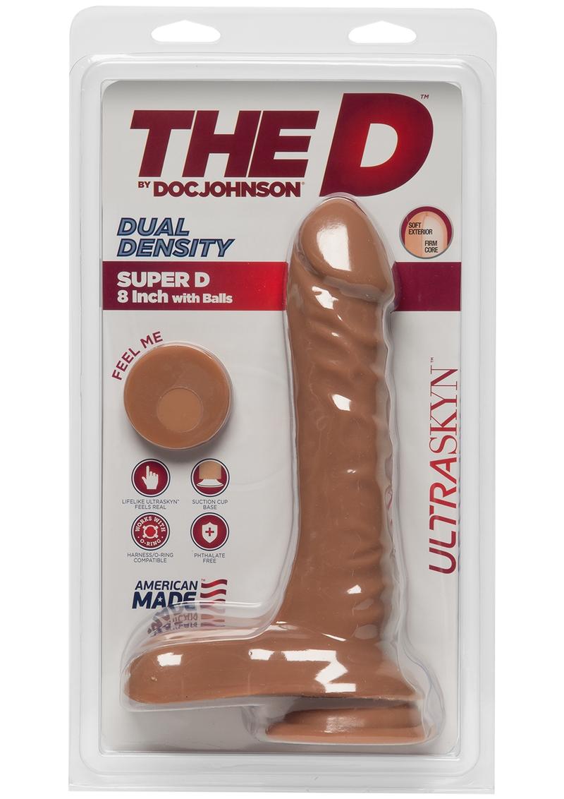 The D by Doc Johnson Super D Dual Density Dildo with Balls