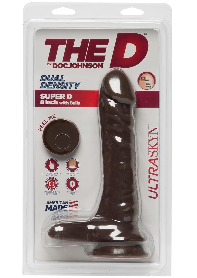 The D by Doc Johnson Super D Dual Density Dildo with Balls