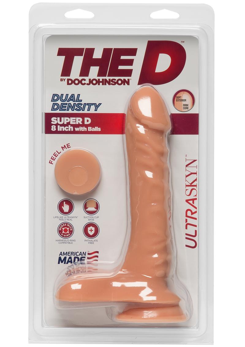 The D by Doc Johnson Super D Dual Density Dildo with Balls