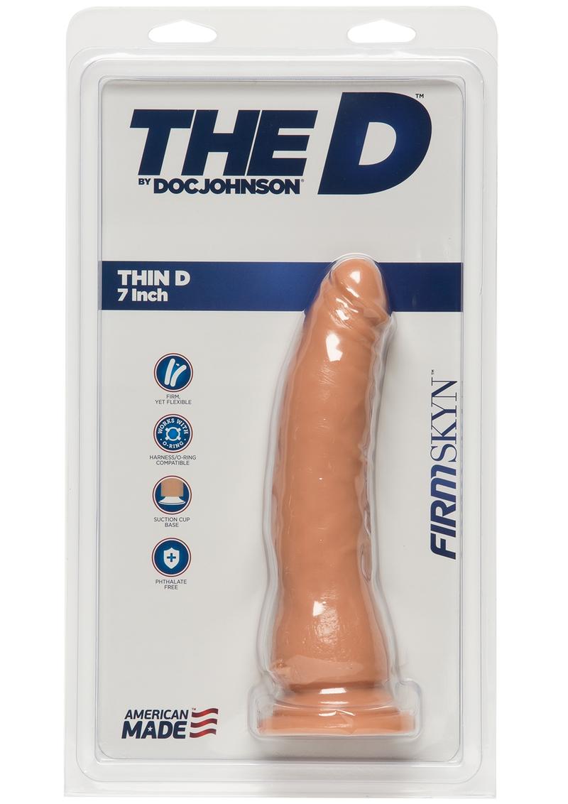 The D Thin D 7 Inch Dildo FirmSKYN Material Suction Cup