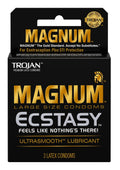 Trojan Magnum Ecstasy Large Size Condoms Ultrasmooth Lubricated 3-Pack
