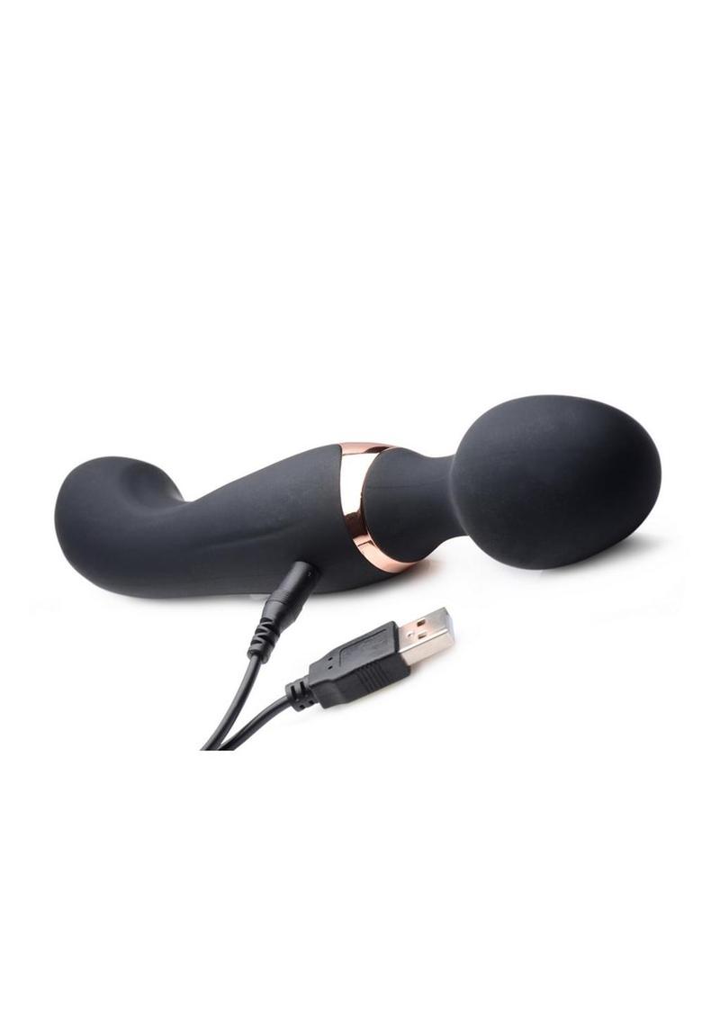 10X Dual Duchess Black 2-in-1 Silicone Vibrating Wand Massager